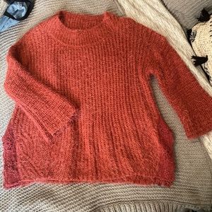 Knox rose fuzzy knit with lace detail